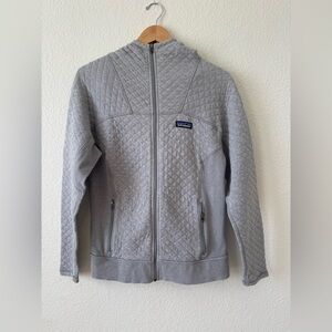 Patagonia Women’s Quilted organic Cotton Gray Quilt Full-Zip Hoodie Size S EUC